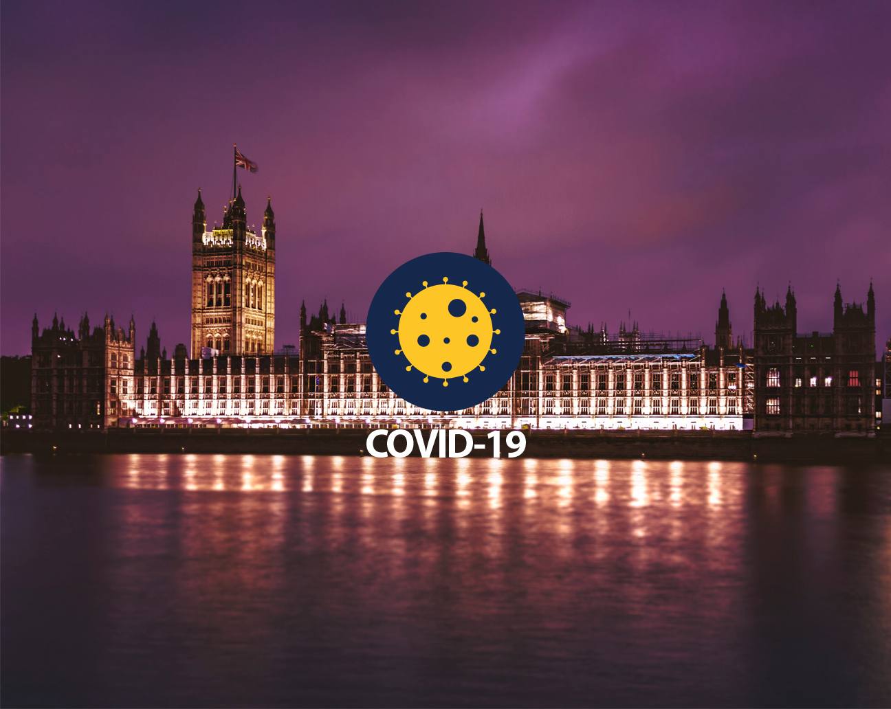 London Parliament at night (COVID overlay)