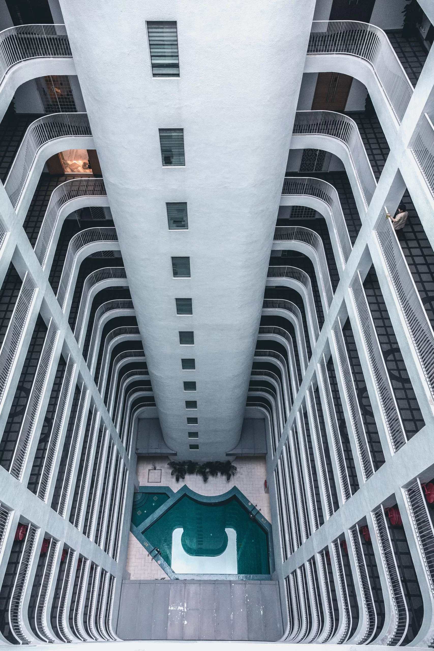 Interior building corridor symmetry